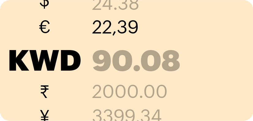 Numbers with global currency symbols highlights Zoho Books' multi-currency feature
